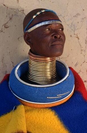 Ring for stretching the neck of a man from an African tribe